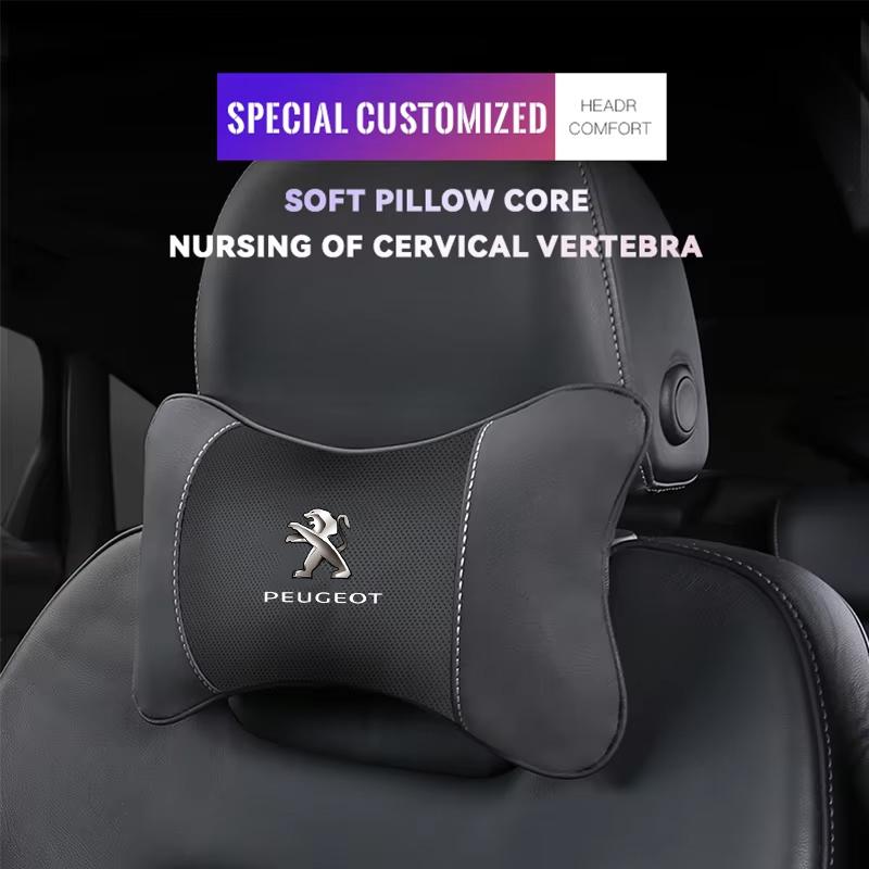1Pcs Car Seat Headrest Auto Logo Neck Pillow For Peugeot 406 407 307 208 3008 308 2008 207 107 508 607 106 206 301 408 BB 5008 4008