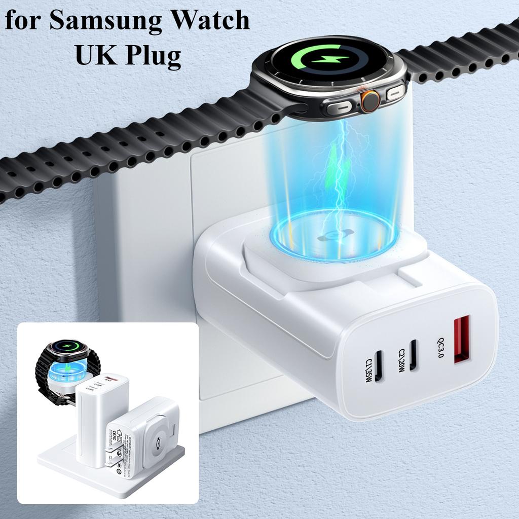 Oatsbasf 4-in-1 Protable Fast Charging Watch Wireless Charger Adapter for iWatch Samsung Watch US/UK/EU Plug Magnetic Adapter
