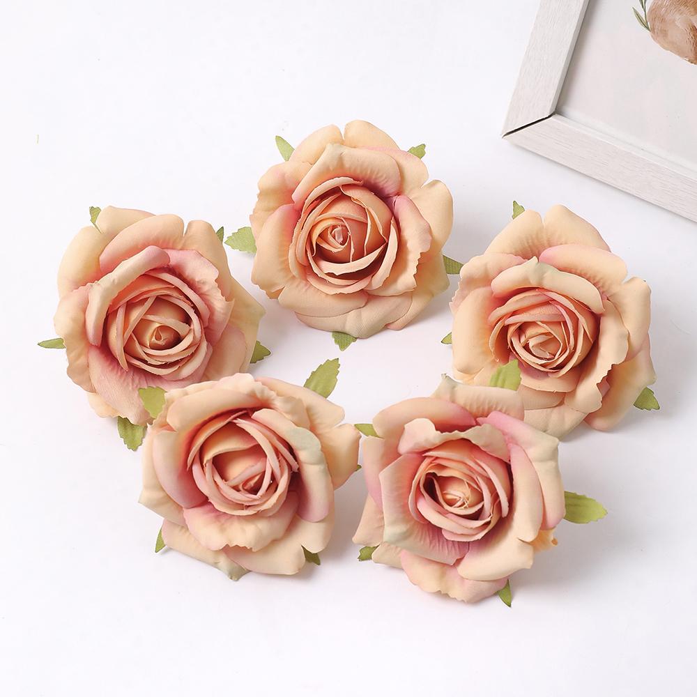 3/5Pcs Rose Artificial Flowers Heads 7cm Silk Fake Flowers for Home Decor Wedding Brides Decortion DIY Craft Gift Accessories