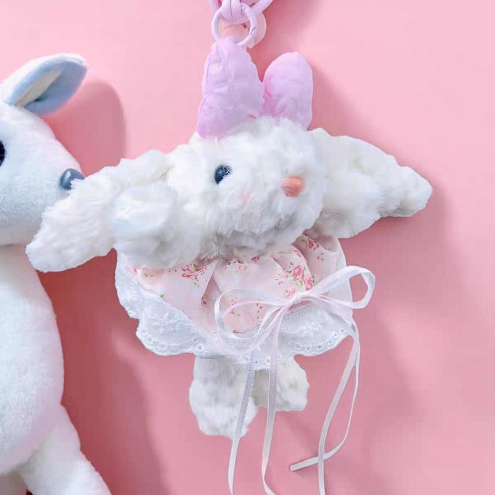 

Мягкий плюшевый брелок в виде кролика, мультяшный брелок в виде кролика со шнурком, подвеска в виде милой куклы-кролика, подарок розовый