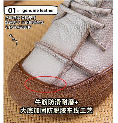 Spring Real Cow Leather Boots Women's Winter Waterproof Plush Shoes Ladies Lace Up Flats Furry Ankle Boots Woman Warm Snow Shoes