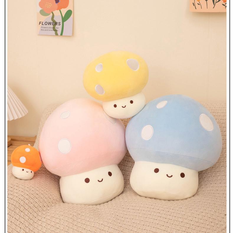 Cute Mushroom Plush Pillow, Cartoon Spotted Mushroom Stuffed Doll, Soft Sleep Toy Sofa Decor Cushion Multi-Color