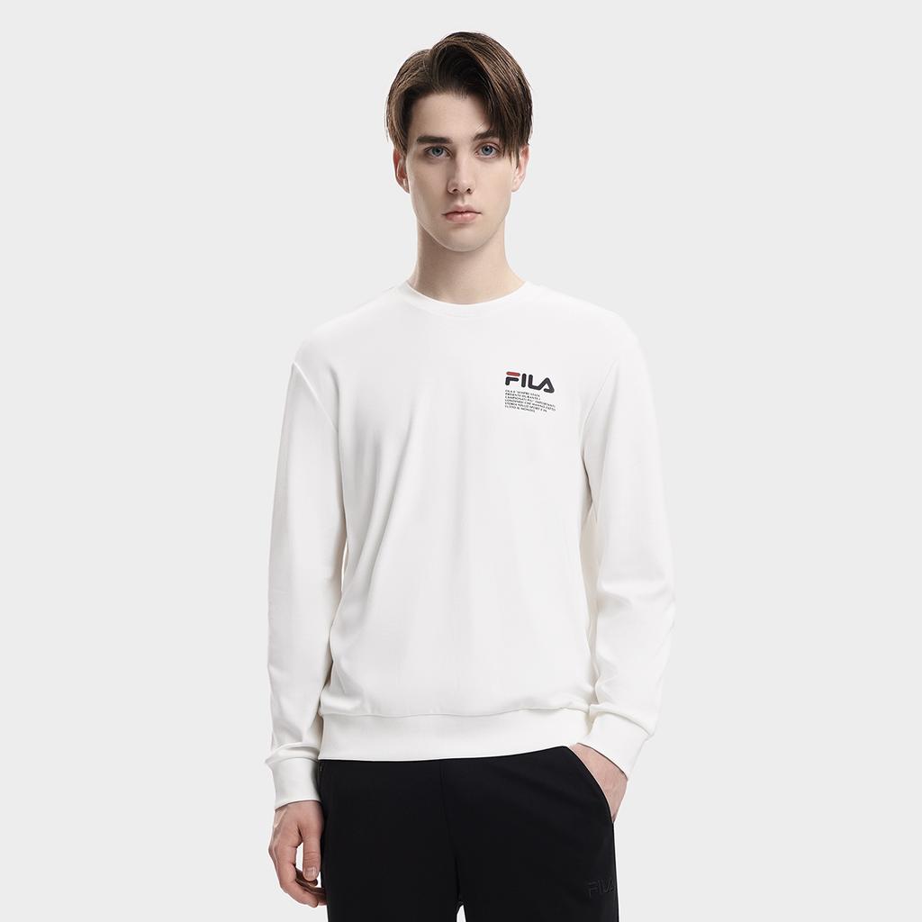 Fila 2023 Autumn New Simple Long Sleeve Round Neck Knit Sweatshirt Men Sweatshirt Cloud-Mushroom-White F11M338201FWT