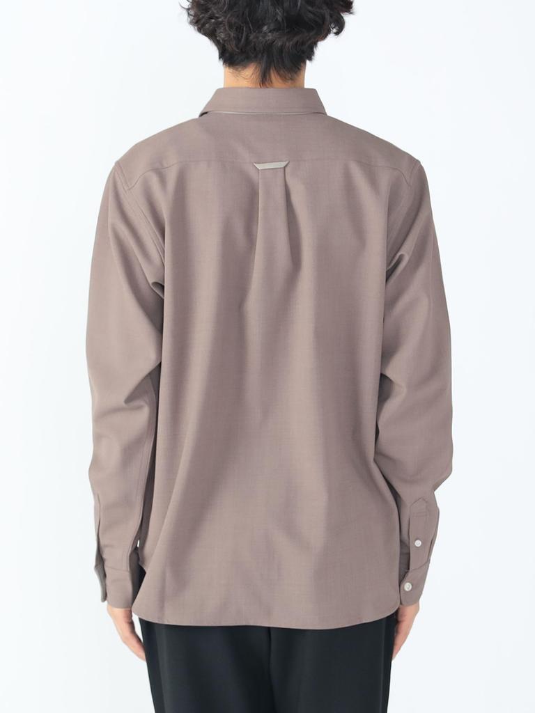 Shirt Polyester Patch Switching Long Sleeve Shirt BROWN S [Beams Heart] L/S Men's