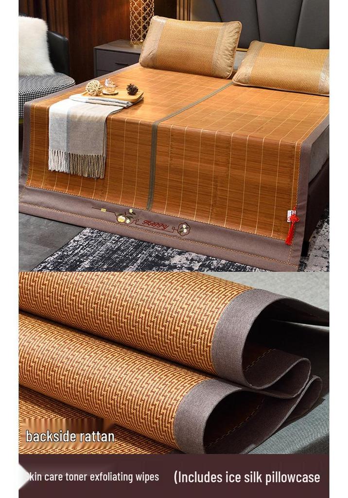 Dual-Sided Bamboo Straw Summer Mat for Student Dorms, Single & Bunk Beds - Home Ice Silk Cooling Mattress