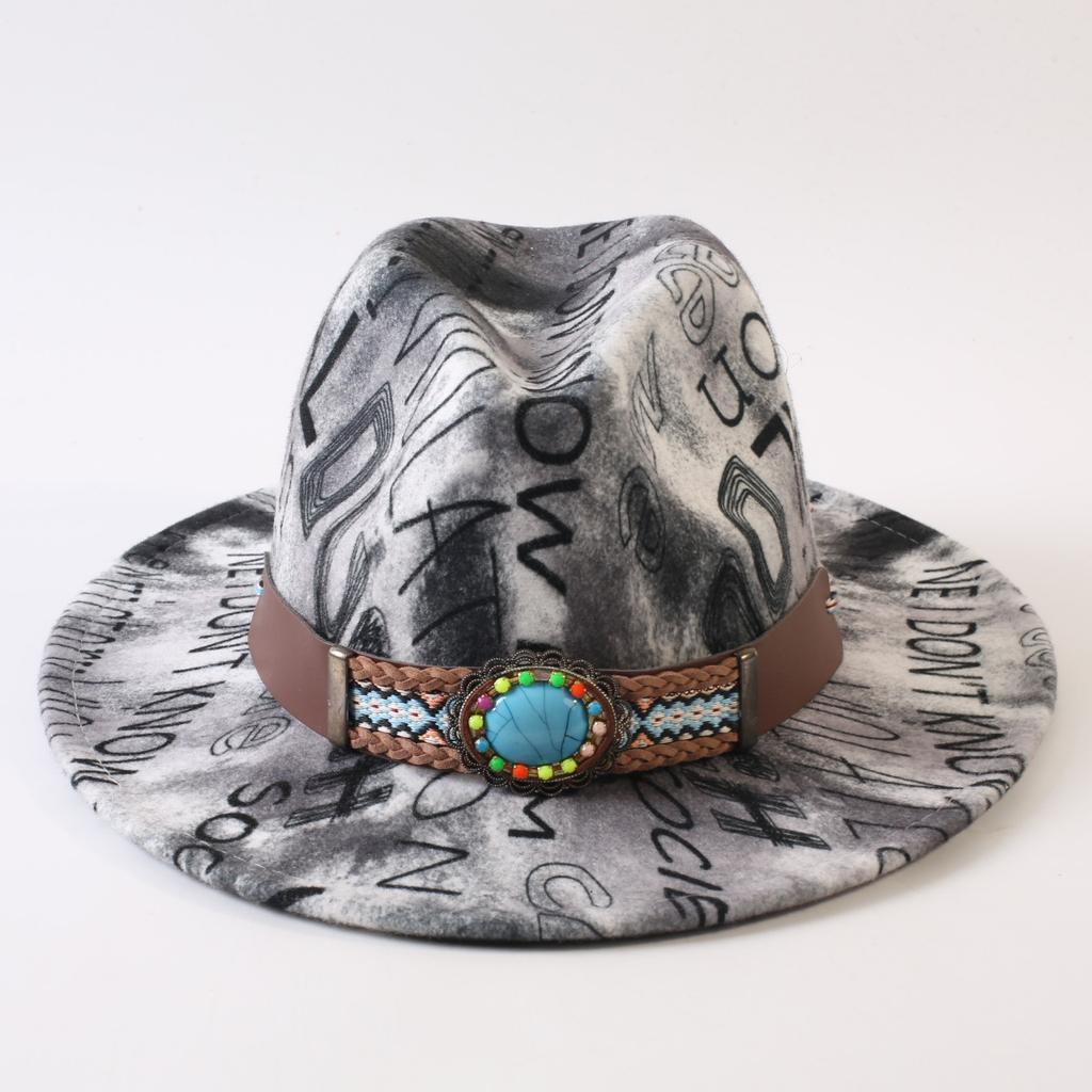 New European and American style letter printing fashion top hat men's and women's fashion jazz hat sunscreen sun hat