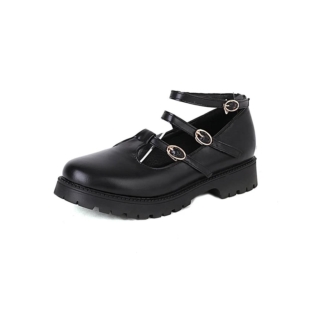 Fashion 2025 Women Flats Ankle Strap Buckle Loafers Fashion Round Toe Platform Casual Shoes Ladies Retro British Style Size 34-42 Green