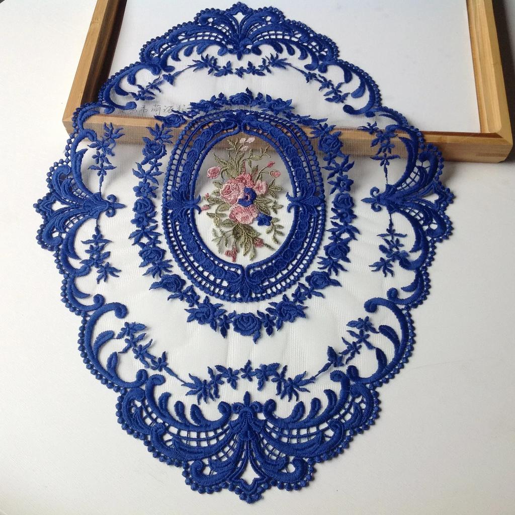 Latest Oval Lace Embroidery Table Place Mat Ins Christmas Pads Cloth Placemat Mug Coffee Tea Cup Coaster Doily Kitchen Table Decoration