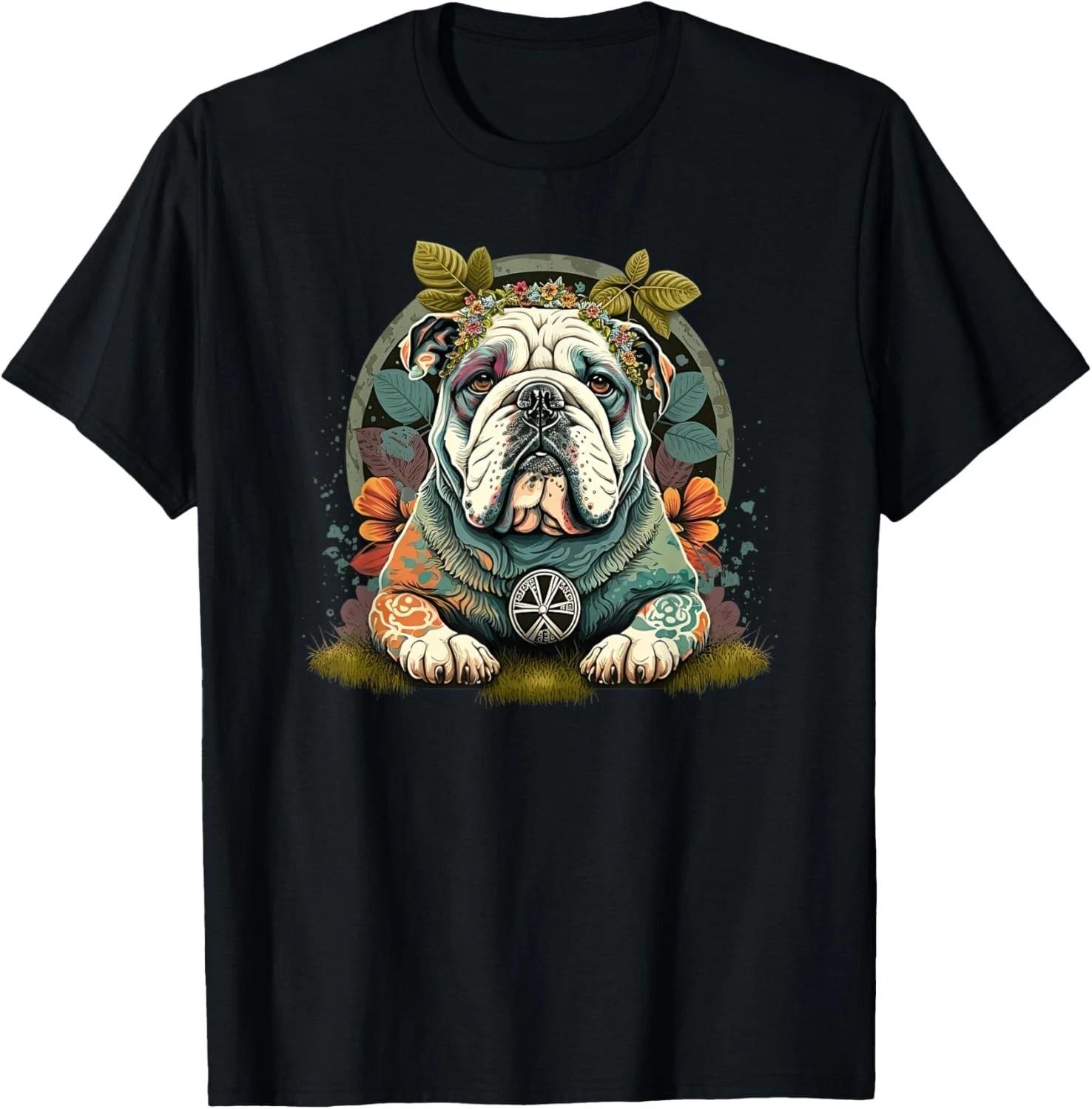 

Funny Bulldog Dog Hippie T-Shirt Gift Unisex T-Shirt M