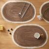 New Rope Cotton Braided Oval Placemats Washable Heat-resistant Braided Table Mats Non-slip Western Food Mats Kitchen
