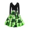 Women's Vintage Classic Dress Long Sleeve  Print Round Neck Swing Dress