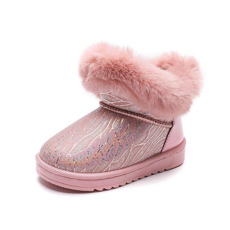 2025 Winter New Children's Snow Boots Girls Velvet Princess Short Boots Girls Warm Baby Cotton Shoes Girls Shoes