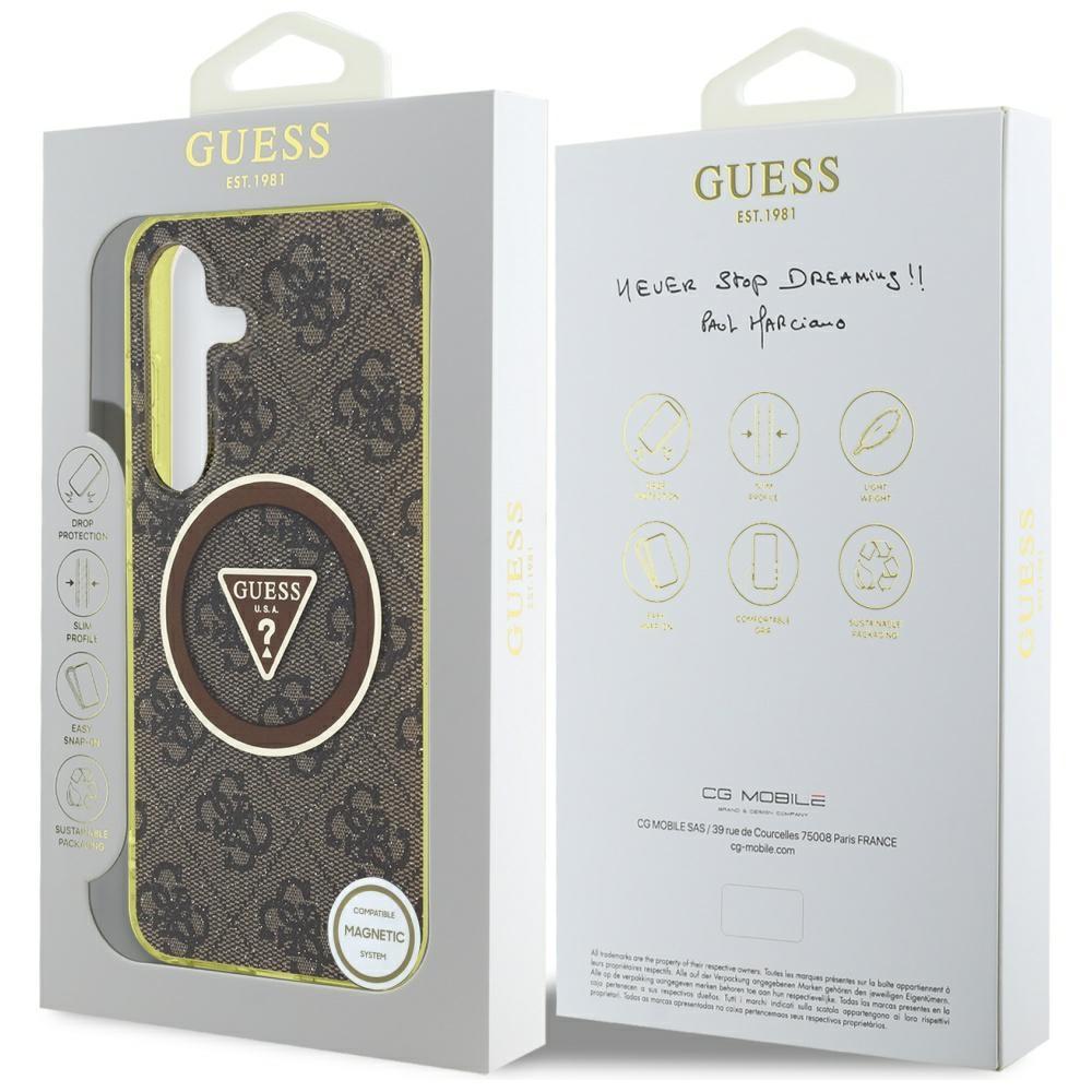Case for Samsung Galaxy S25 Guess 4G Glitter MagSafe Brown