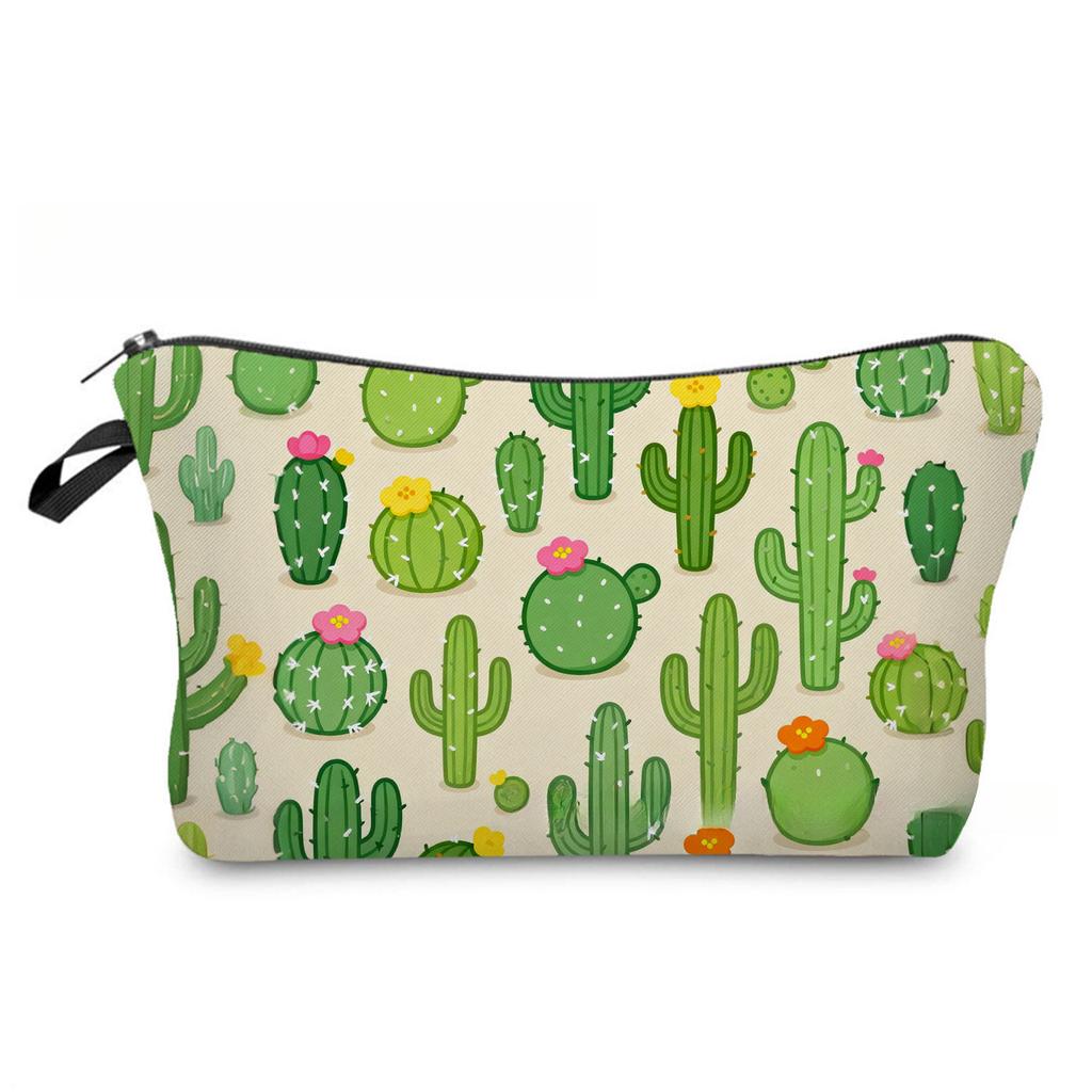 Women Cactus Print Cosmetic Bag Toiletries Organize Travel Storage Case 6880