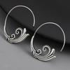 Retro Ethnic Silver Spiral Pattern Large Earrings for Women