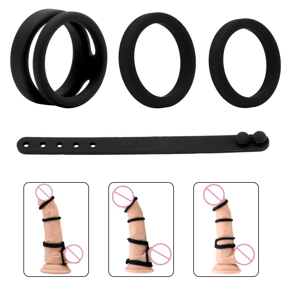 Chastity Cage Silicone Penis Enlargement Penis Rings Sex Products Delay Ejaculation Cock Rings Sex Toys for Man