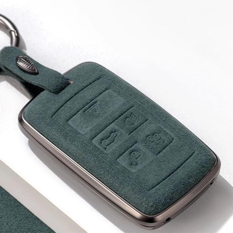 Aluminium Alloy Leather Car Key Case Cover For Land Rover Range Rover Sport Evoque Discovery 3 4 5 For Jaguar Xe Xf Xj F Pace