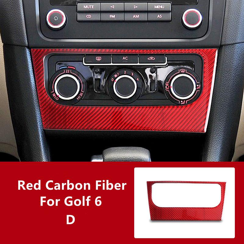 Red Carbon Fiber Car Inner Decoration Stickers Car Styling For Volkswagen VW Golf 6 Center Console Cover Trim Car