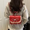 Kawali PU Leather Bag Korean Style Shouder Bag Simple Lace Bow Backpack  Gift