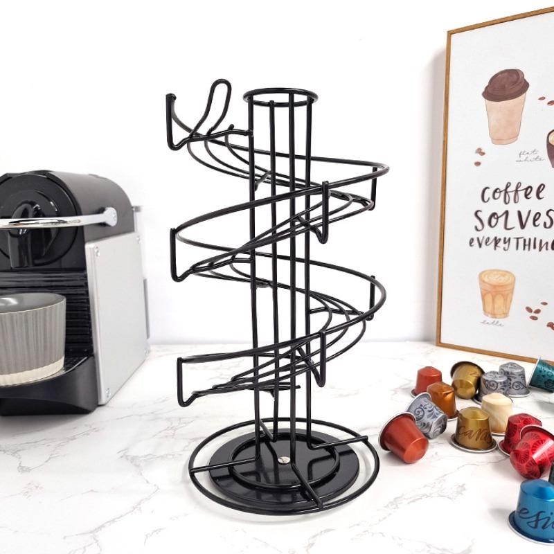 Pojemnik na kapsułki Nespresso, Karuzela na kapsułki do kawy, Stojak - organizer do przechowywania kapsułek (Pojemność 30 kapsułek K-Cup) Stojak ekspozycyjny z kutego żelaza