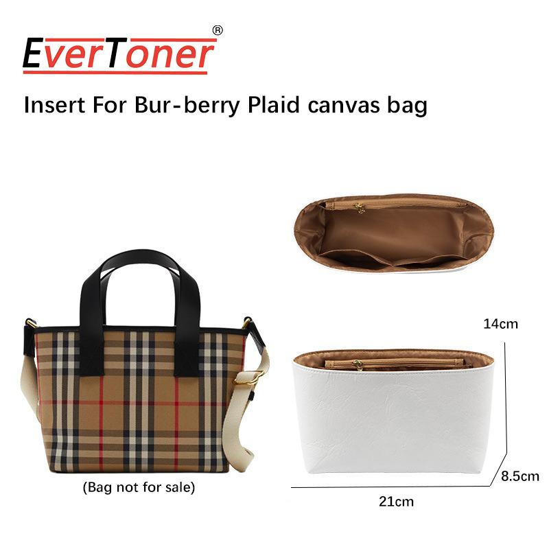

EverToner Microfiber paper Insert Bag For Bur-berry Plaid canvas bag Support Shaper Makeup Portable DIY Organizer белый
