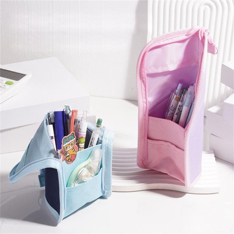 Faltbares Federmäppchen mit Reißverschluss, faltbare Stiftaufbewahrungstasche, Schreibtisch-Stifthalter, Stifttasche mit Griff, Geschenk für Schüler