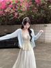 Plus Size Floral Lace Trim Camisole & Cardigan with Pleated Chiffon Skirt Set