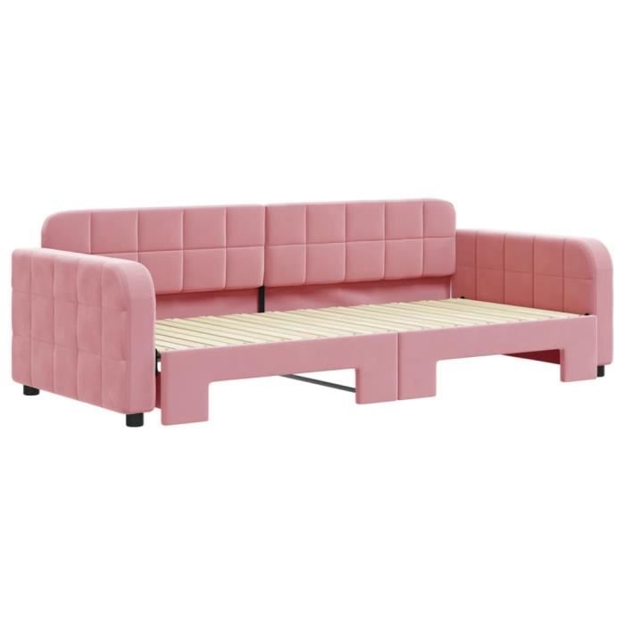 VidaXL Daybed with Trundle Bed Pink 90x200 Cm Velvet 3196932
