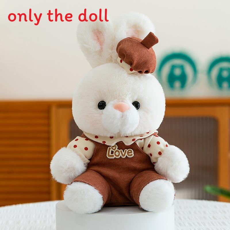 Rabbit Plush Doll With Checkered Clothes And Hat Decorations For Children And Adults