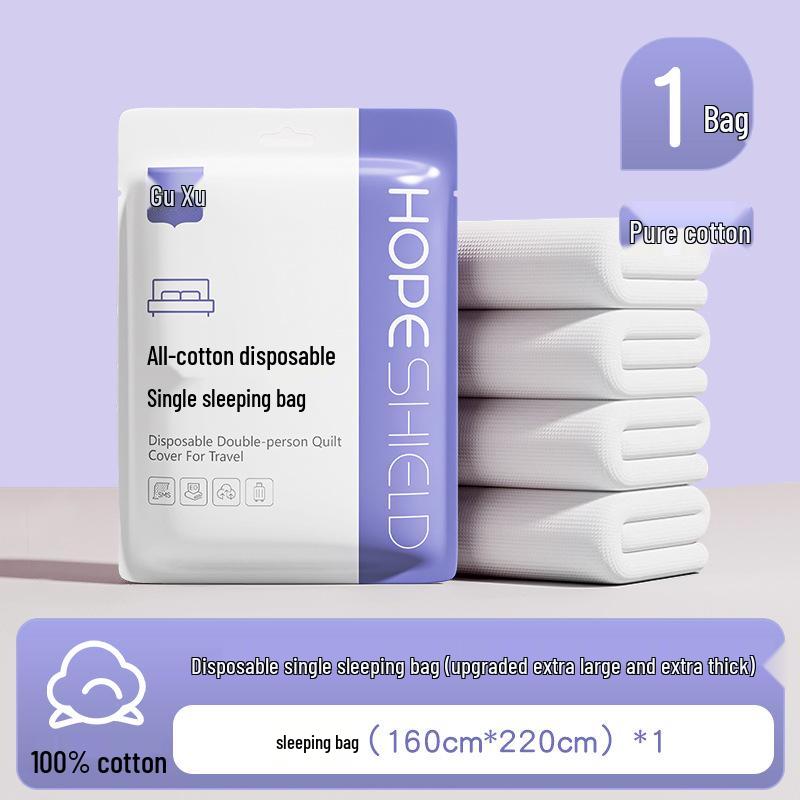 100% Baumwolle Dickes Einweg-Bettwäsche-Set: Bettlaken, Bettbezug & Kissenbezug - Tragbar, Schmutzabweisend für Hotel & Reise