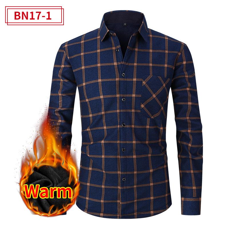Men’s Plus Size Fleece Lined Warm Long Sleeve Shirt