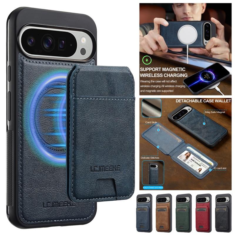 Magnetic Wireless Charging Leather Wallet Phone Case For Google Pixel 10 Pro XL 9 9A 8 8A 7 7A Pixel9 Pixel8 Pixel7 Flip Cover