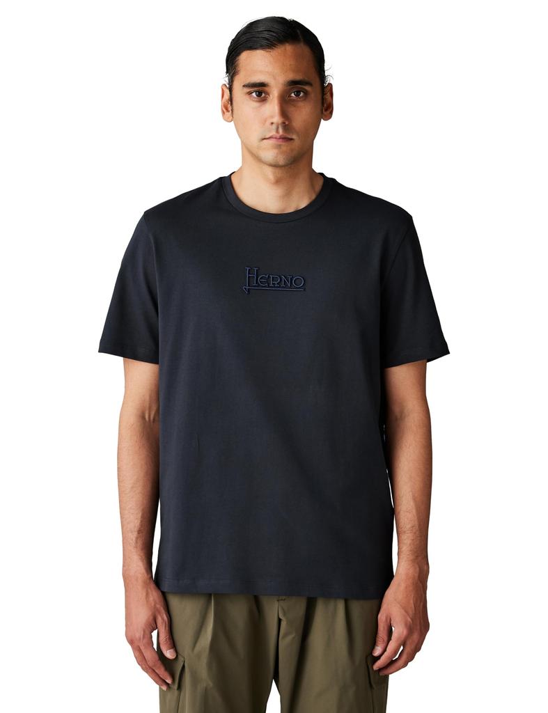 Herno Oficiální Vyšívané Logo Crew Neck JG000239U Tričko