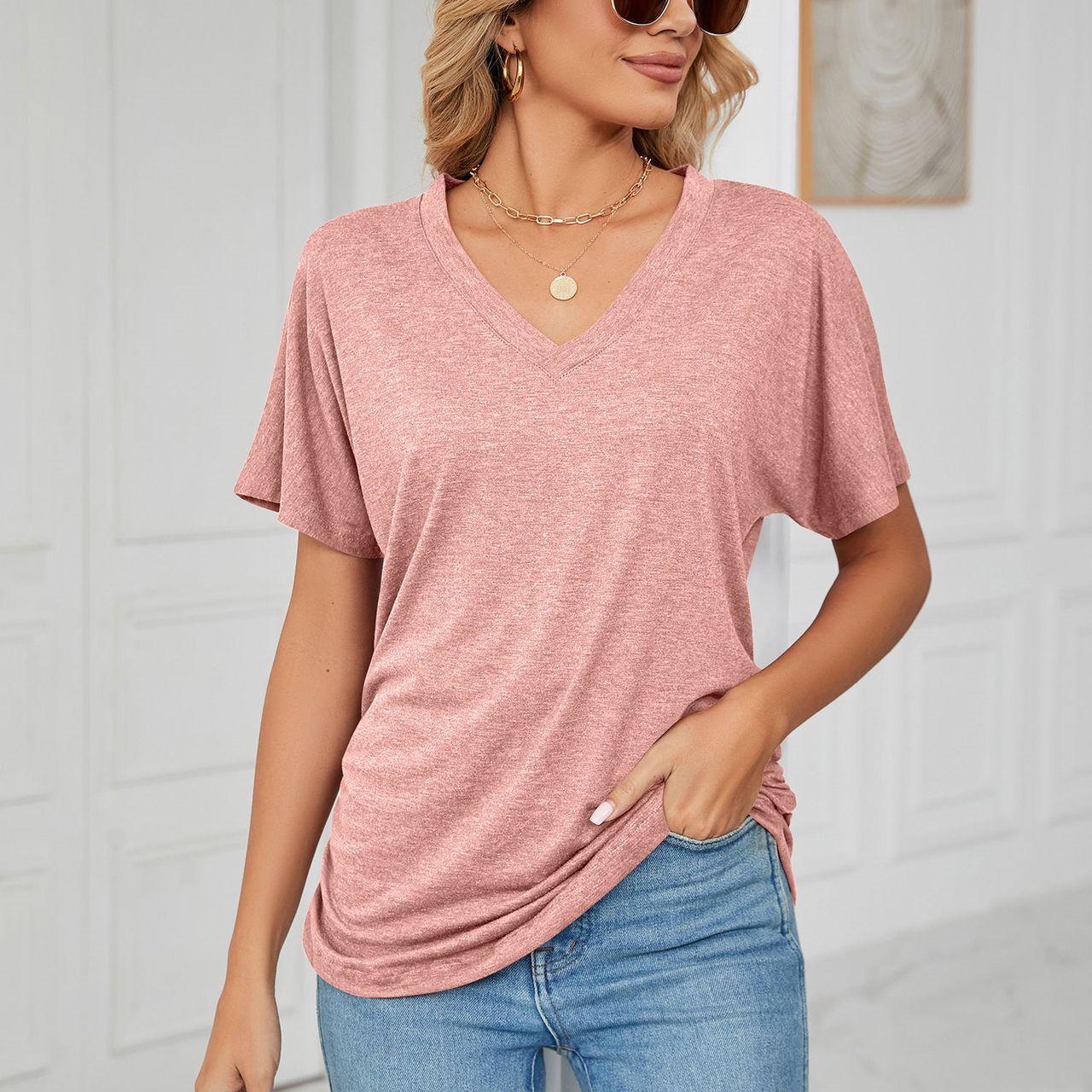 HNXC Женские модные повседневные летние однотонные блузки и рубашки с короткими рукавами — фото 4