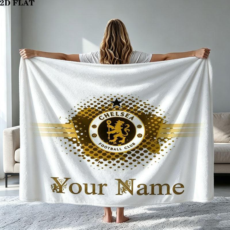 1PC Chelsea F Custom Name Patterned Flannel Blanket Suitable For All Seasons for Home Decor Warmth and Comfort Gifts Holiday Present