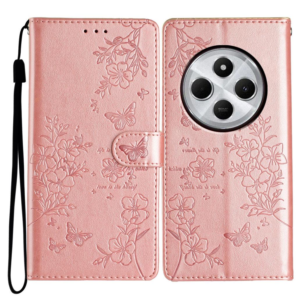 For Xiaomi Poco C75 4G/Redmi 14R 5G/14C 4G Wallet Phone Case Butterfly Floral Imprint Leather Flip Cover