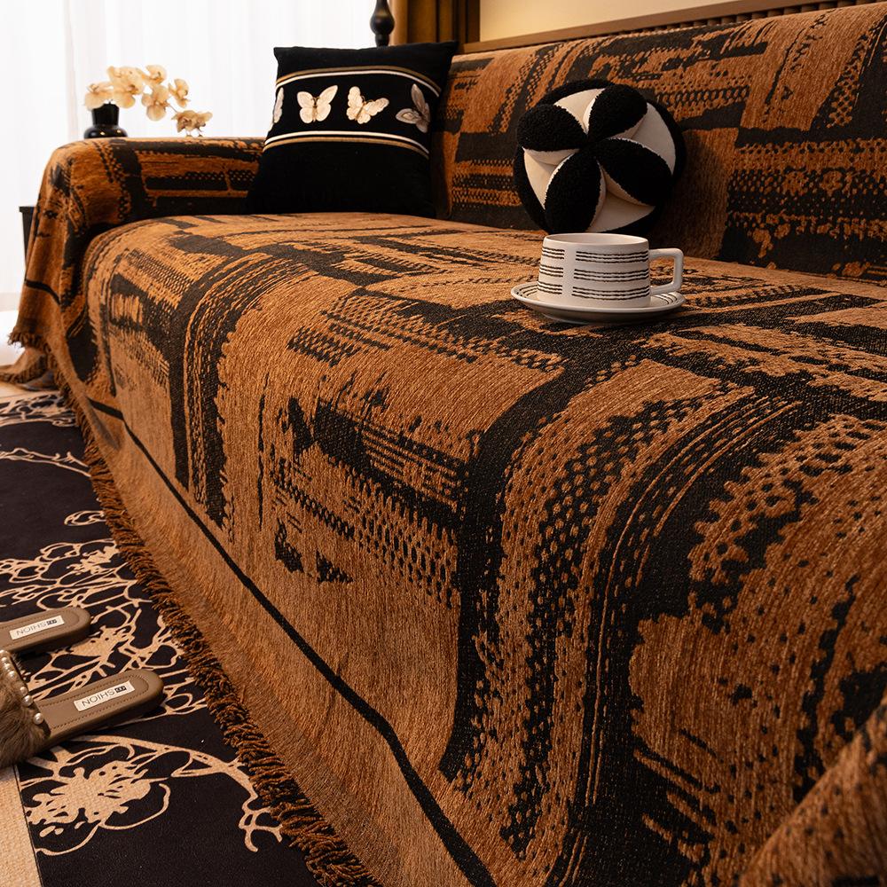 

1 шт. Богемный геометрический шенилловый чехол на диван - Современный, всесезонный полиэстер с кисточками, идеально подходит для декора гостиной, офиса или спальни 180*230CM