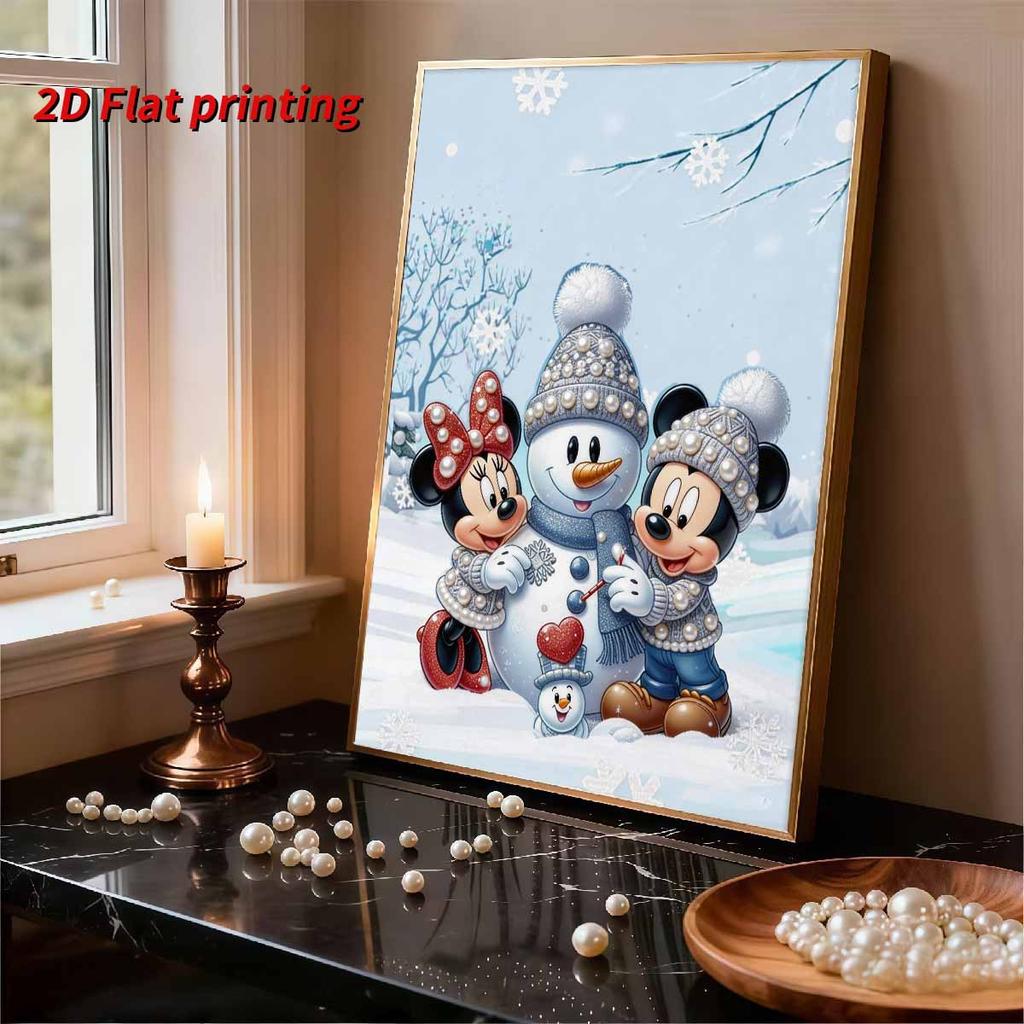 Disney Mickey Minnie Snowman 5D DIY Pearl Jewelry Art Painting Set Christmas Winter Snowman Scene Embroidery Puzzle Cross stitch Home Decoration