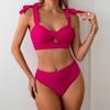 2024 European & American Style Women's Nylon Three-Piece Swimsuit Bikini Set