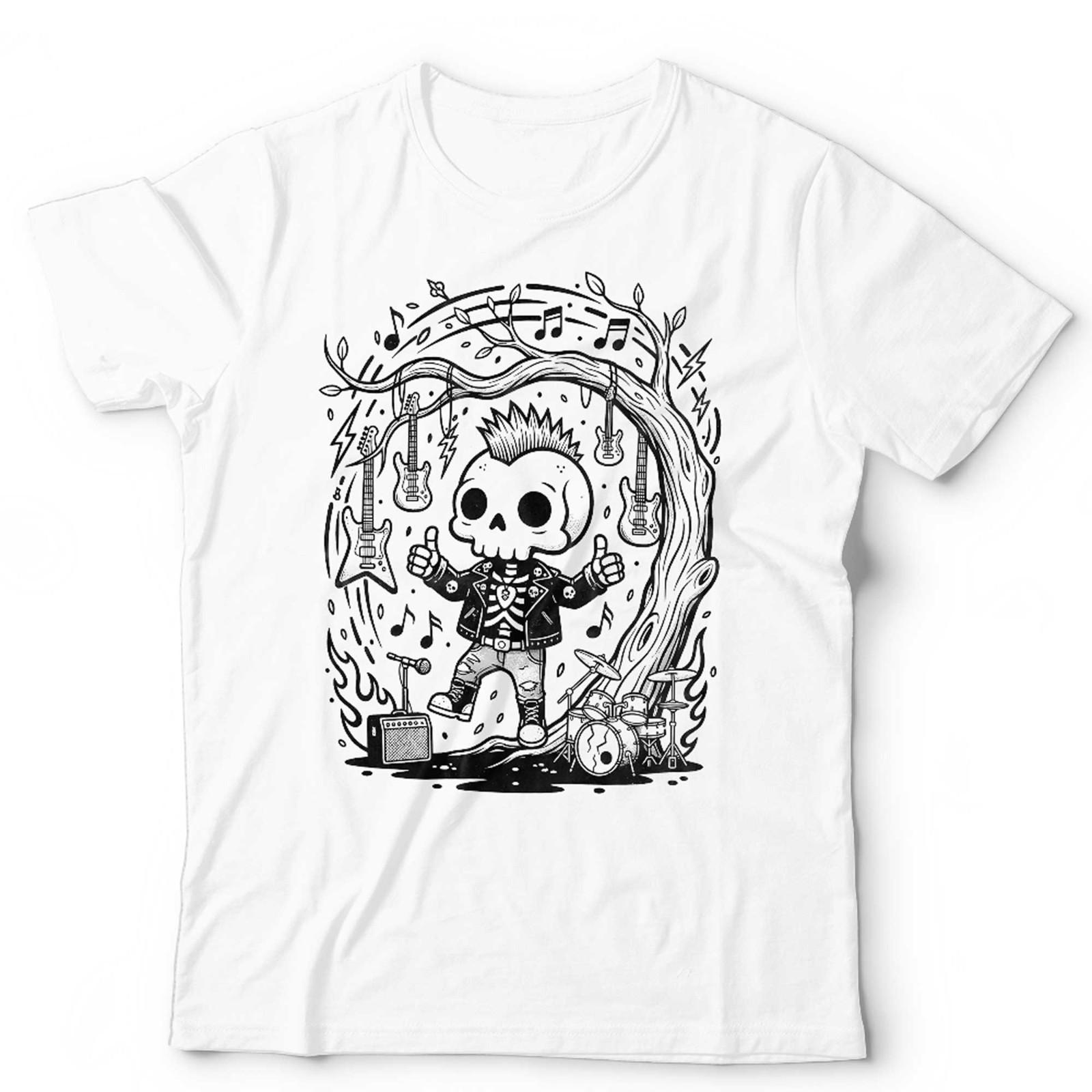 Punk Rock Skull Graphic T Shirt Unisex & Kids Guitar Music Band Style Tee S разноцветный