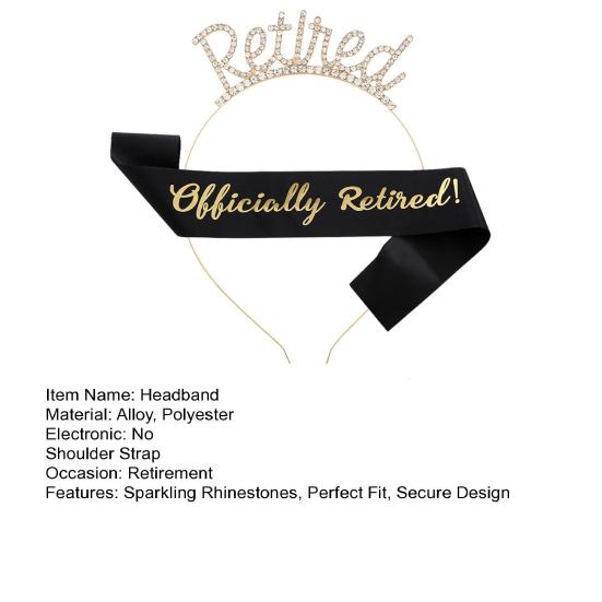 2 st/set pensionsfestskärp tiara-kit roséguld pensionskrona satinbälte med sidokammar festtillbehör