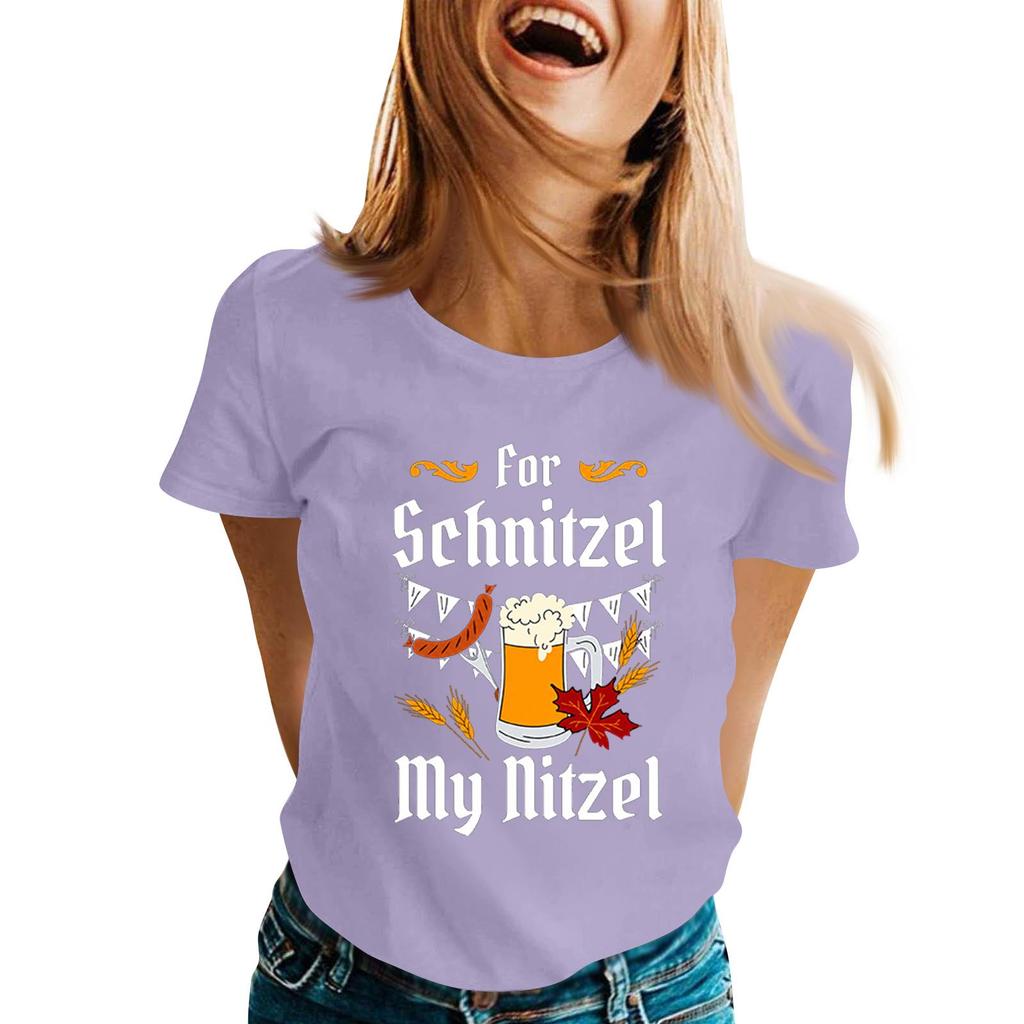 Oktoberfest Letter Print T-Shirt for Men Women, Casual Short Sleeve Tee