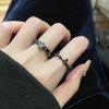 Niche Design Dark Personality Retro Black High-End Star Stacked Ring High-End French Open Ring