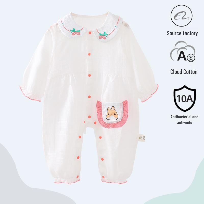 Unisex Baby Langarm Baumwoll-Strampler - Sommer Krabbel- & Hausanzug