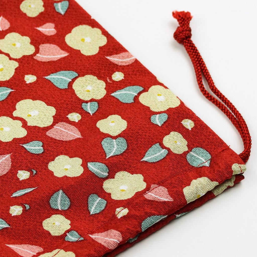 Kurochiku Goshuincho Drawstring New Flower 21707501 (Seal Book) Case, Bag, Basket, Camellia, Red,