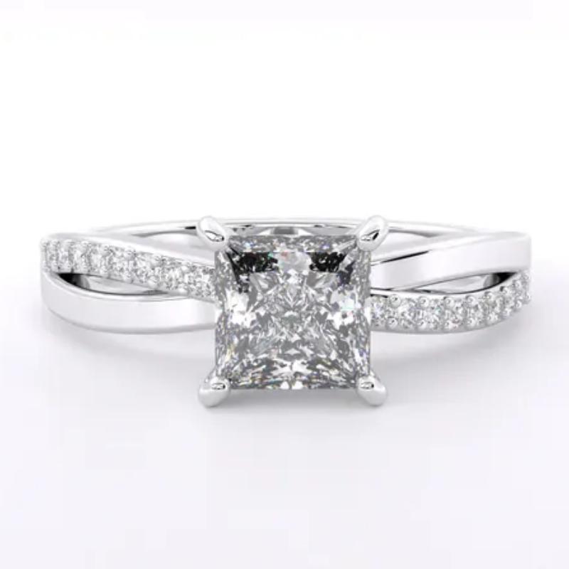 Classic Square Zircon Engagement Ring for Women, 925 Silver Plated Elegant Jewelry, Perfect Anniversary & Party Gift