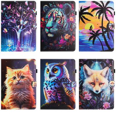 Painted Cute Animals and Coconut Trees Pattern PU Leather Tablets Case with For Lenovo Tab M11,M10 Plus (3rd Gen),M10 Plus,M10 Gen 3,M10