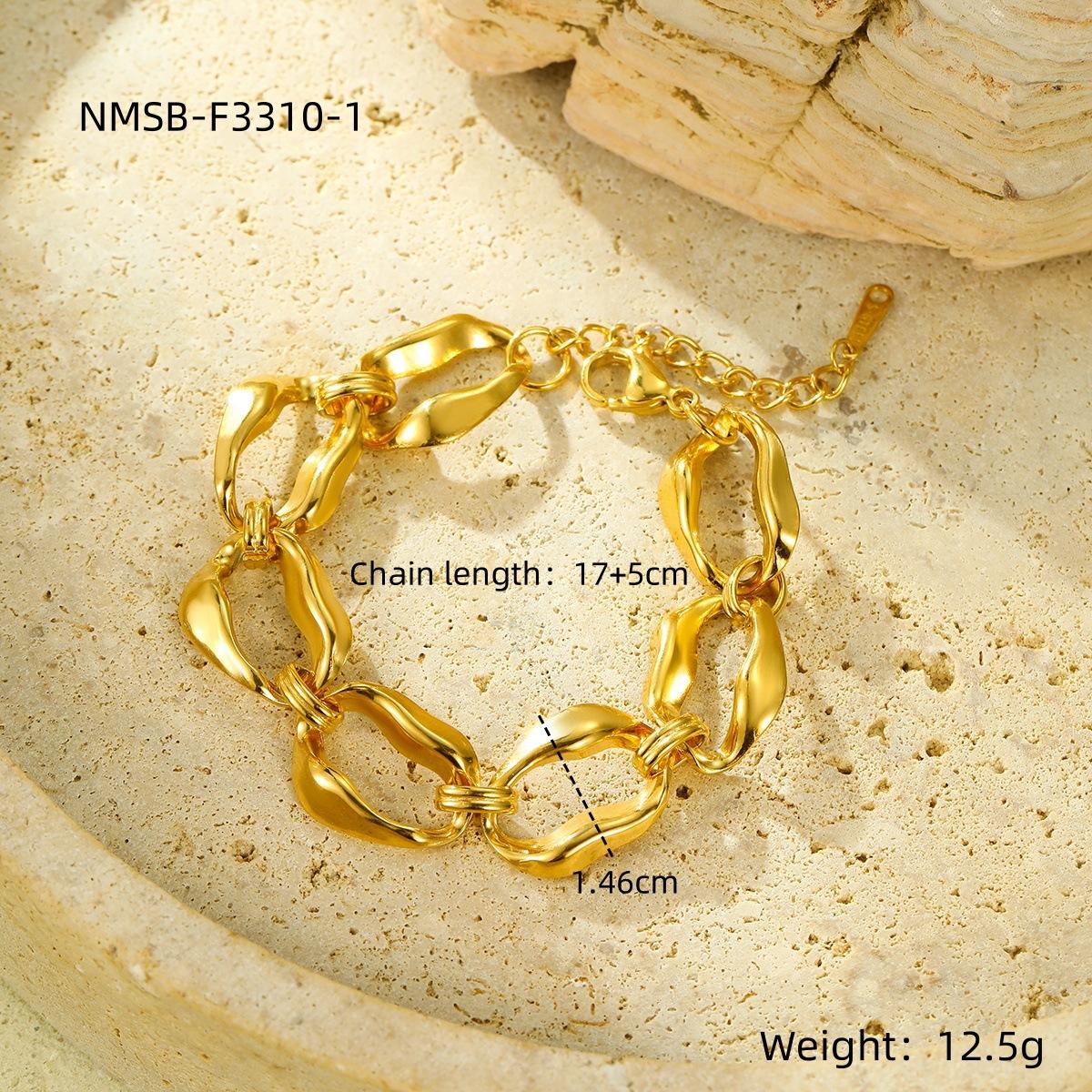 Titanium Steel Bracelet With Gold Plated Zirconia Stone Fashion Stackable Jewelry Set For Women Versatile Accessories 18K