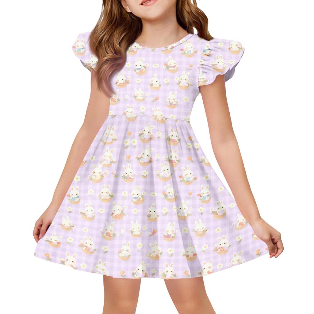 Girls' Summer Princess Dress - A-Line T-Shirt Dress Easter Day
