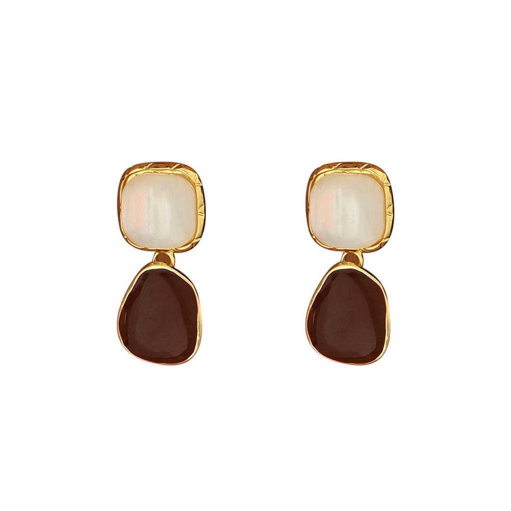 2025 New Geometric Fashion Women's Earrings, Niche High-end Setting with Red Gemstone Stud Earrings, Versatile Earrings for Women